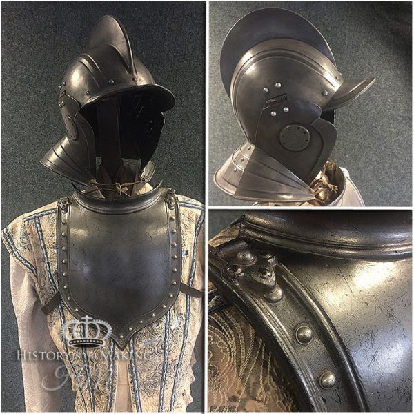 burgonet helmet-gorget-fiberglass armour-english civil war-spanish armada