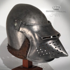 Medieval Helmets for hire- Fibreglass Construction. (Click to open)
