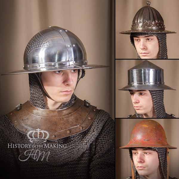 Medieval Kettle Helmets - steel