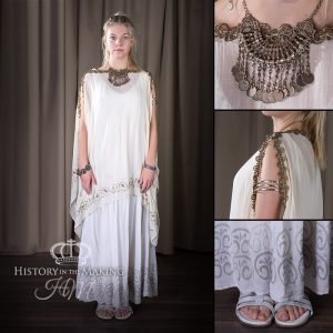 Womans Costume, 2 piece muslin, hand painted