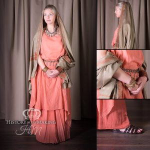 Woman's Costume, 3 part, terracotta muslin.