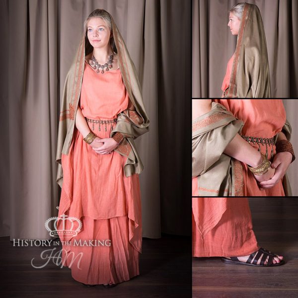 Woman's Costume, 3 part, terracotta muslin.