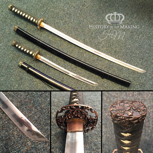 Japanese Black Katana and Wakizashi-Costume Swords