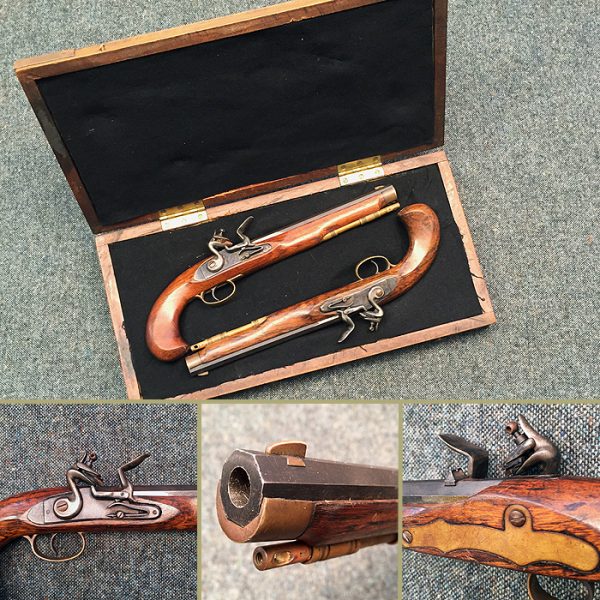 Italian 1790 Flintlock Duelling Pistols - Cased - Live Firing