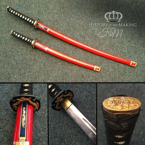 Japanese Red Katana and Wakizashi- Costume Swords.