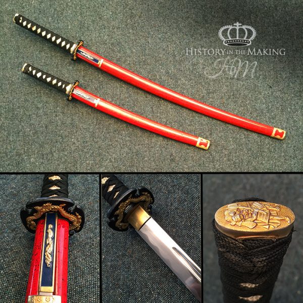 Japanese Red Katana and Wakizashi- Costume Swords.