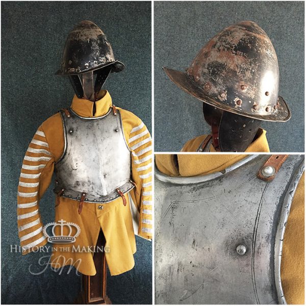English Pikeman's Armour-1642 GRP body armour-steel helmet