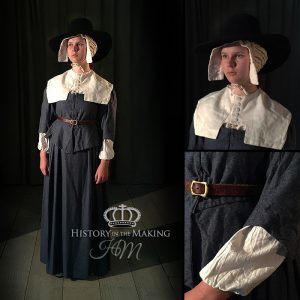 17th Century Woman's Bodice and skirt-Linen Cape collar.