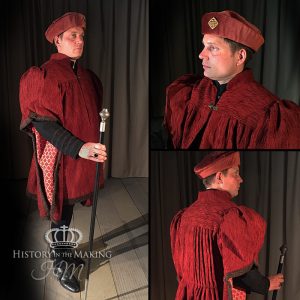 15th Century Courtier-Red robes and cap