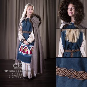 Viking Women's costume- Winter clothing-Fur trimmed cloak