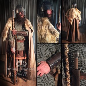 Viking Warrior (790-1066) Wolfskin Cloak- Chain Mail Shirt