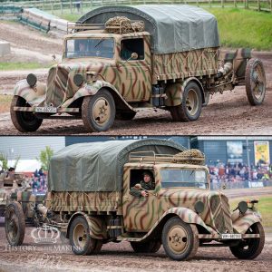 german ww2 truck- French 1937 citroen u23 light truck- in german army use- normandy camouflage-action vehicle for hire