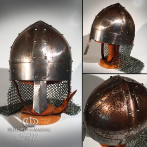 11C- Segmented Helm with Mail Veil- Patina finish-01