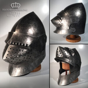 14C- Hounskull Visor Bascinet with Bevor- European-Polyurethane construction-02