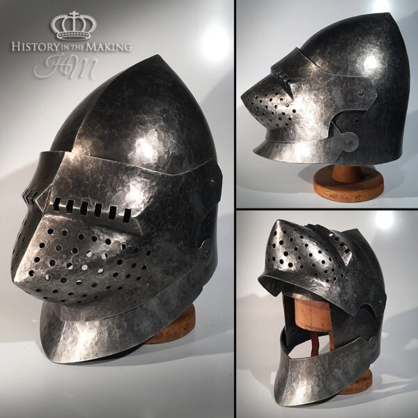 14C- Hounskull Visor Bascinet with Bevor- European-Polyurethane construction-02
