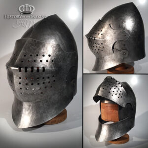 14C- Hounskull Visored Bascinet with Bevor- European-Polyurethane construction-01
