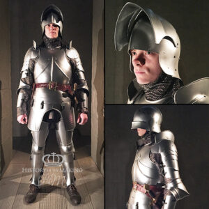 Late 15C Gothic Style Full Set of Armour- Bright Metal Finish- Polyurethane Construction (product code-PUA01)