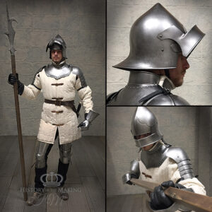 Late 15C- Man at Arms- Gambeson- Dark Steel finish Polyurethane construction armour-03
