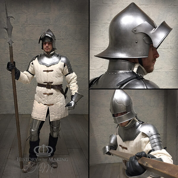 Late 15C- Man at Arms- Gambeson- Dark Steel finish Polyurethane construction armour-03