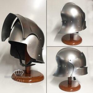 15C-German Visored Sallet- Silver finish-Polyurethane  Construction-01