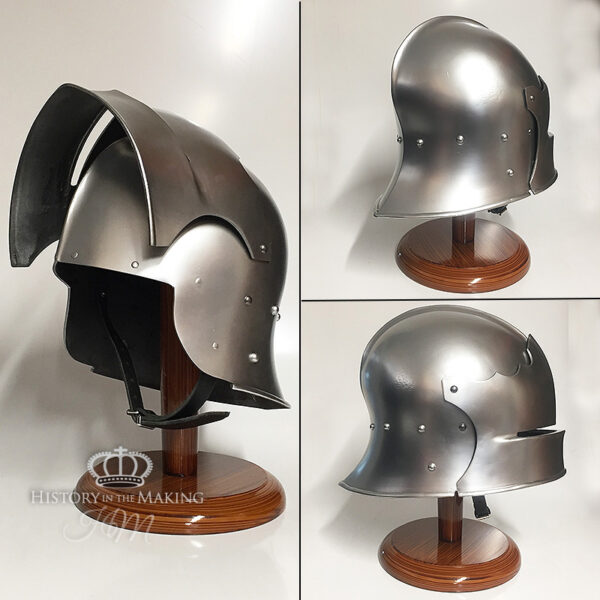 15C-German Visored Sallet- Silver finish-Polyurethane  Construction-01