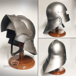 15C-German Visored Sallet- Articulated Tail-Steel Finish-Polyurethane Construction-01