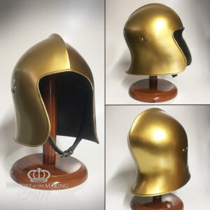 15C- Barbute open face helmet- Gold finish- Polyurethane construction-01