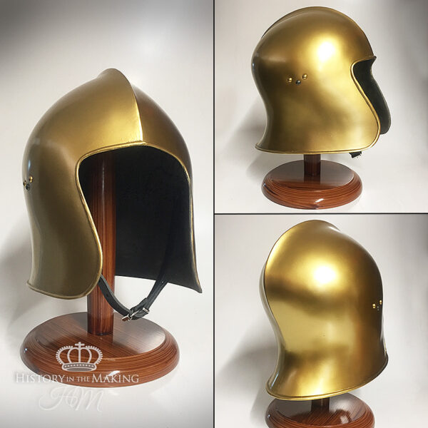 15C- Barbute open face helmet- Gold finish- Polyurethane construction-01