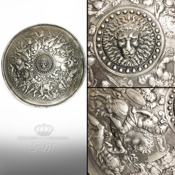 16C-Spanish embossed armour-round sheild-silver finish-GRP-01