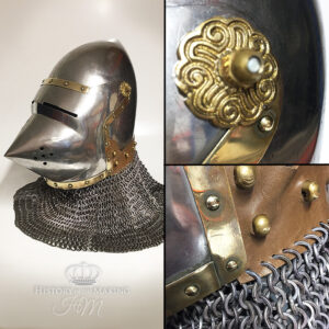 14C- Pig Face Bascinet- Steel construction with Polyurethane Avantail fitted