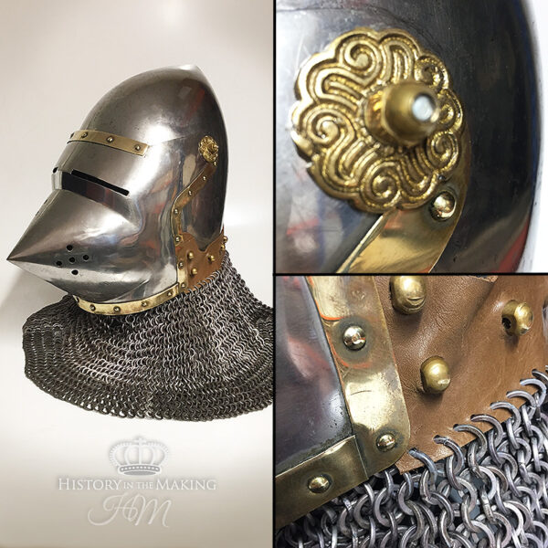 14C- Pig Face Bascinet- Steel construction with Polyurethane Avantail fitted