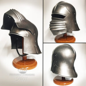 15C-German Sallet with Bellows Visor- Steel Finish- Polyurethane Construction