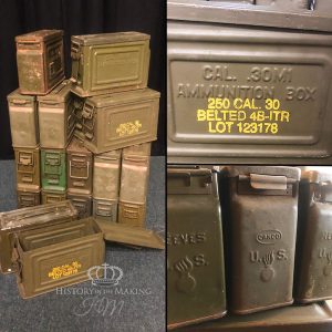 WW2 American 250 round Machine Gun Belt Ammunition Cans- 30 cal (30.06)- Used Condition
