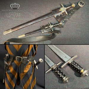Medieval Sword and Dagger set- Black studded hilts