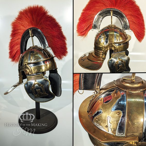Roman Centurion Helmet-Imperial Italic 'D' Krefeld Style- Steel and Brass- Red Horse hair Crest