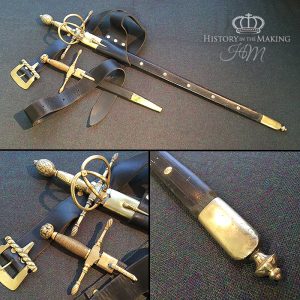 Italian 16th Century- Transition type small sword and dagger set- Engraved Brass