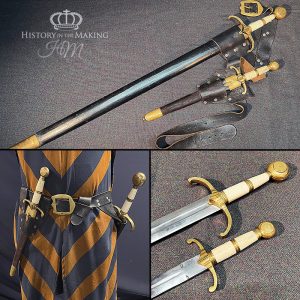 Medieval Sword and Dagger set- White Bone Hilts- Brass Quillions