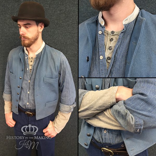 1880 small clothes- Vest,Shirt,Waistcoat-Blue tones