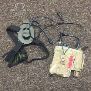 British Army Military PRR Radio SELEX H4855 fitted with the Thales GPS receiver. Single earpiece headset.