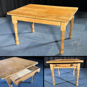 Antique Victorian Kitchen Table with sliding drawer.