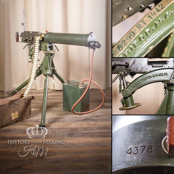 British made Vickers Heavy Machine Gun. 303 caliber. Available for hire as a deactivated prop or blank/live firing through our section 5 armoury services.